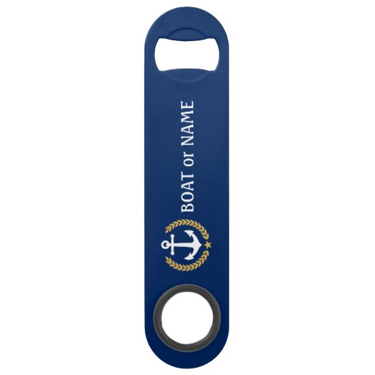 Je naam Anchor Gold Style Laurel Blue Speed Flessenopener (Voorkant)