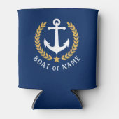 Je naam Anchor Gold Style Laurel Navy Blue Blikjeskoeler (Voorkant)