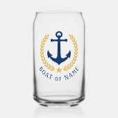 Je naam Anchor Gold Style Laurel Navy Blue Blikvorm Glas (Voorkant)