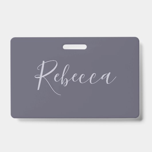 Je naam | Elegant Lavendel Script op Hazy Paarse Badge (Front)