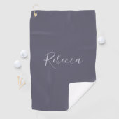 Je naam | Elegant Lavendel Script op Hazy Paarse Golfhanddoek (Insitu)
