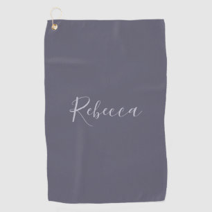 Je naam Elegant Lavendel Script op Hazy Paarse Golfhanddoek