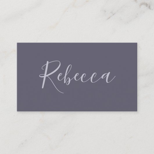 Je naam | Elegant Lavendel Script op Hazy Paarse Informatiekaartje (Voorkant)