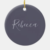 Je naam | Elegant Lavendel Script op Hazy Paarse Keramisch Ornament (Achterkant)