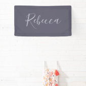 Je naam | Elegant Lavendel Script op Hazy Paarse Spandoek (Insitu)