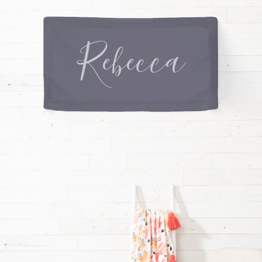 Je naam | Elegant Lavendel Script op Hazy Paarse Spandoek (Insitu)