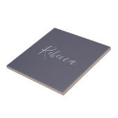 Je naam | Elegant Lavendel Script op Hazy Paarse Tegeltje (Zijkant)