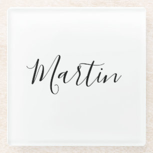 Je Naam   Elegant Schrift Glazen Onderzetter