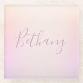 Je naam | Elegant Script Soft Ombre Glazen Onderzetter (Voorkant)