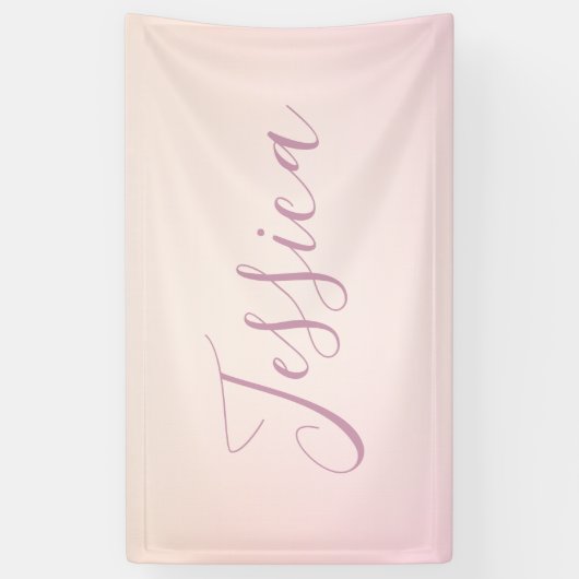 Je naam | Elegant Script Soft Ombre Spandoek (Verticaal)