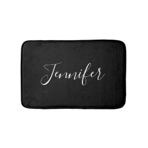 Je naam Elegant wit schrift op zwart Badmat