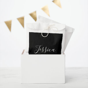 Je naam Elegant wit schrift op zwart Bedankzakje