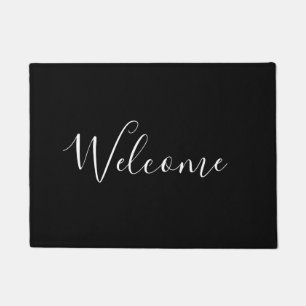 Je naam Elegant wit schrift op zwart Deurmat