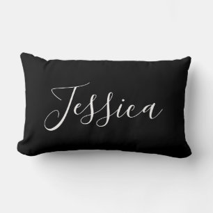 Je naam Elegant wit schrift op zwart Kussen