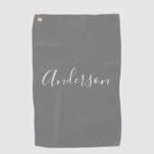 Je naam | Elegant wit script op grijs Golfhanddoek (Voorkant)