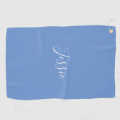 Je naam | Elegant wit script op zacht blauw Golfhanddoek (Horizontaal)