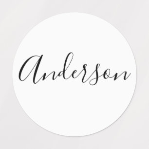 Je naam   Elegant zwart script op witte kleding Labels