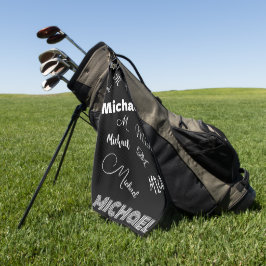 Je naam en monogram aangepast patroon zwart golfhanddoek