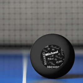 Je naam en monogram aangepast patroon zwart pingpongballen