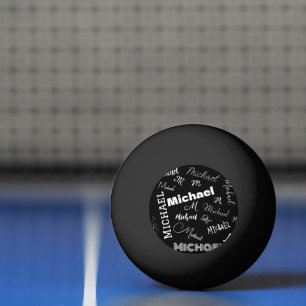 Je naam en monogram aangepast patroon zwart pingpongballen