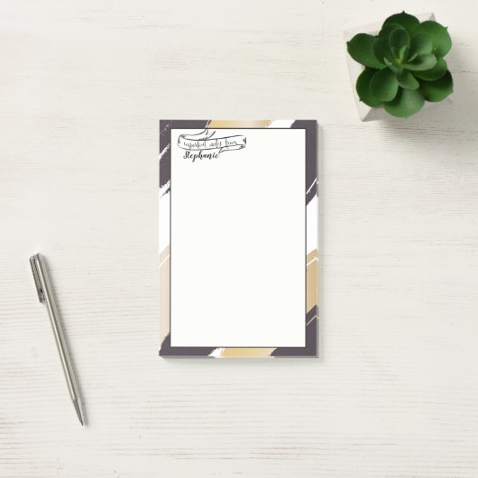 Je naam | Goud en zwart Moderne penseelstreken Post-it® Notes (Kantoor)