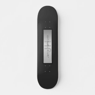 Je naam & monogram Grijs & nepsilver look Skateboard