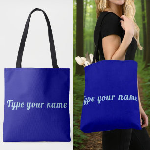 Je naam op blauwe boodschappentas draagtas