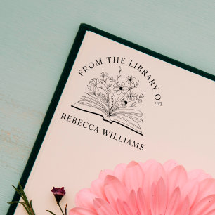Je naam Open boek & Bloemen Uit de bibliotheek van Zelfinktende Stempel