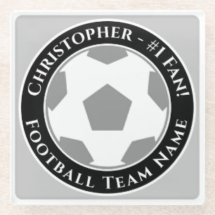 Je naam plus voetbalteamnaam glazen onderzetter
