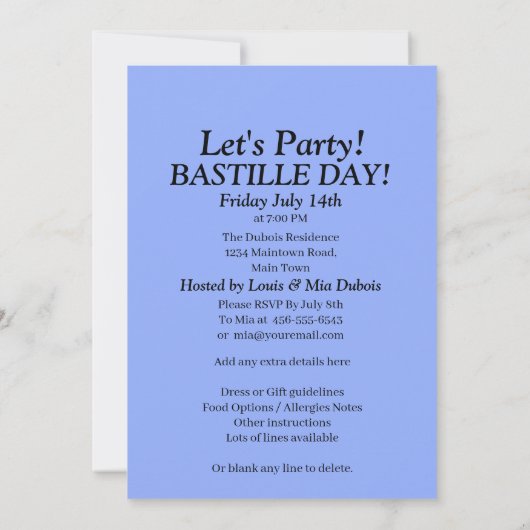 Je naam, Quatorze Juillet Franse Feest Kaart (Achterkant)