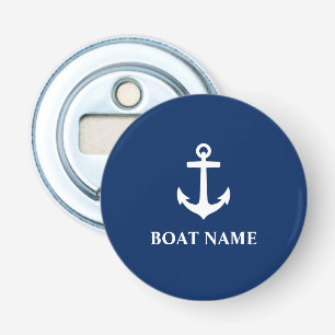 Je naam van je boot Anchor Blue Button Flesopener
