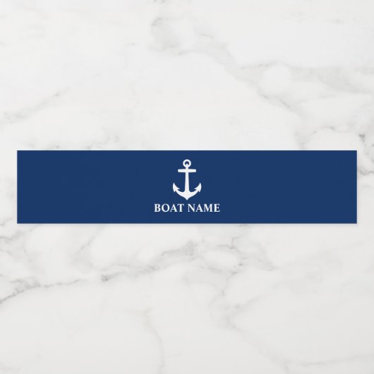 Je naam van je boot Anchor Blue Waterfles Etiket (Enkel label)