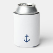 Je naam van je boot Classic Anchor Navy Blue & Whi Blikjeskoeler (Blikje Achterkant)