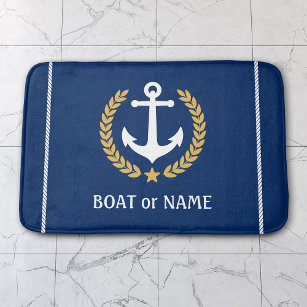 Je naam van je boot Nautical Anchor Gold Laurel Na Badmat