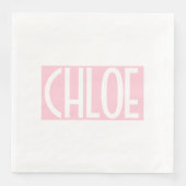 Je naam | Vette witte tekst op lichtroze Servet (Voorkant)