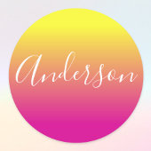 Je naam | Wit Script op geel / roze verloop Labels