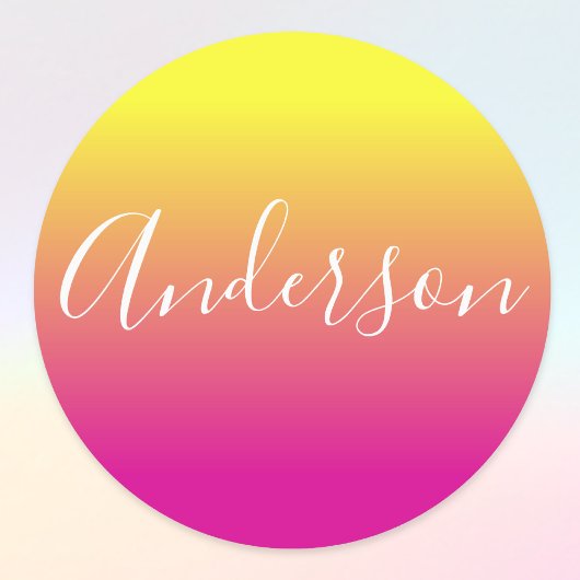 Je naam | Wit Script op geel / roze verloop Labels