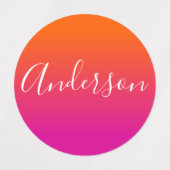 Je naam | Wit Script op Oranje / roze verloop Labels (Design 2)