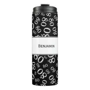 Je naam - Zwart/Wit Nummer 80 Willekeurig Patroon Thermosbeker