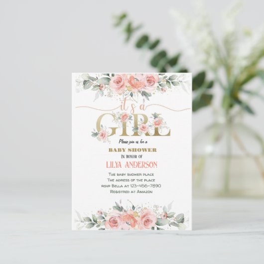Je n'ai pas une invitation de Baby shower à fleurs (Debout devant)