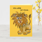 Je ne suis pas carte d'anniversaire de LION (Fleur jaune)