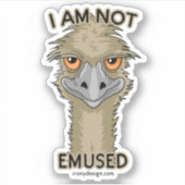 Je Ne Suis Pas Emusé Funny Emu Pun Contour Sticker (Devant)