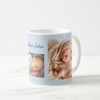Je nieuwe babyjongen Foto's Aangepaste tekst Koffiemok
