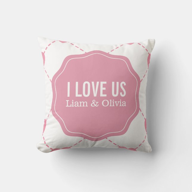 Je nous aime Coussin des Coeurs Rose des Couples (Recto)
