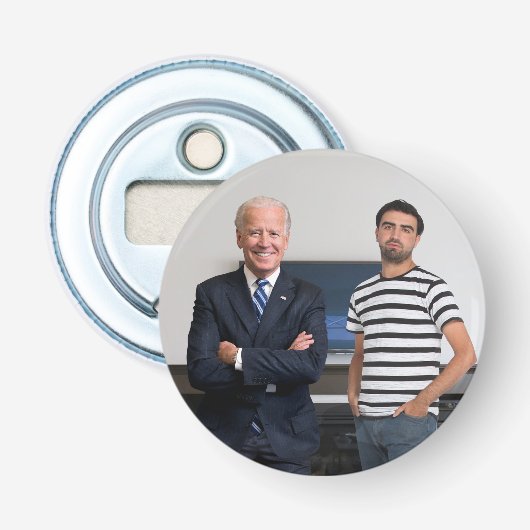 Je ontmoette President Joe Biden | Foto toevoegen Button Flesopener (Voorkant)