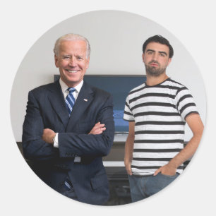 Je ontmoette President Joe Biden   Foto toevoegen Ronde Sticker