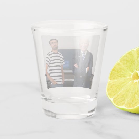 Je ontmoette President Joe Biden | Foto toevoegen Shot Glas (Achterkant)