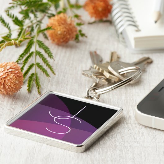 Je overlappende initialen | Modern paars & roze Sleutelhanger (Zijkant)