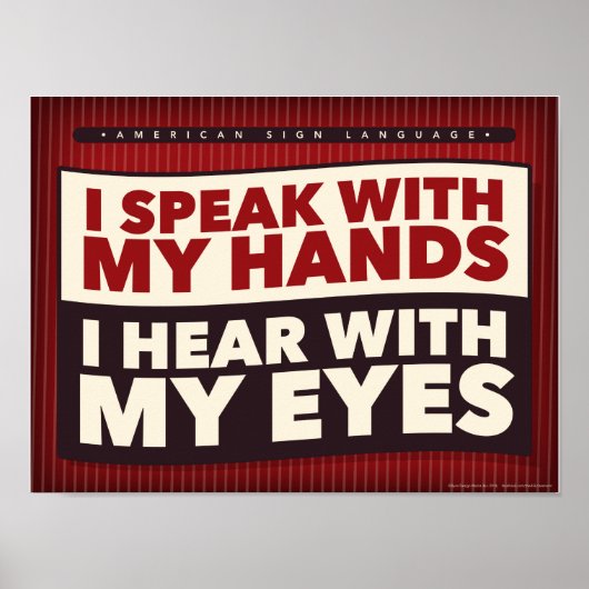 Je parle avec mes mains. Un poster de classe ASL (Devant)