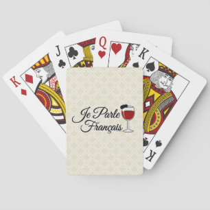 Je Parle Francais Ik spreek Frans wijnglas Pokerkaarten